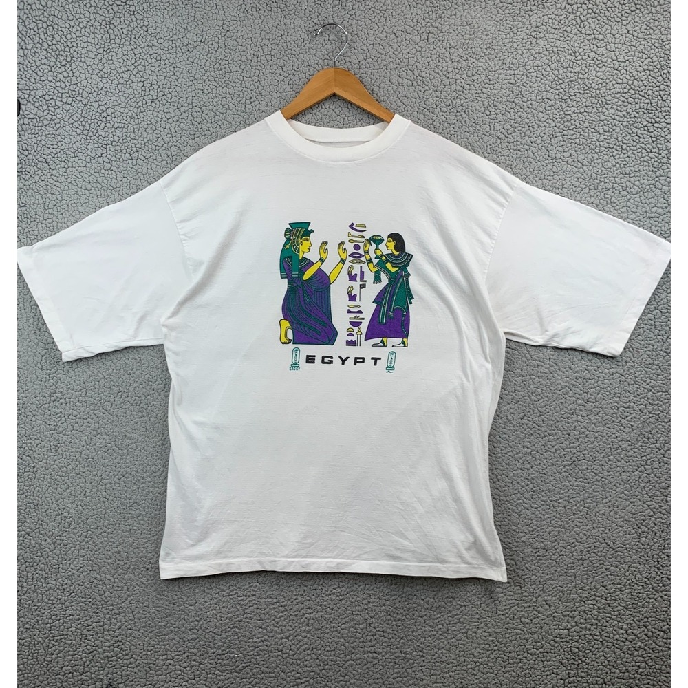 Vtg Castaways Egyptian Graphic T Shirt White Mens Large Single Stitch
